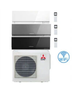 Climatizzatore Condizionatore Mitsubishi Kirigamine Zen Wifi Bianco - Nero - Silver Trial Split Inverter 9000 + 9000 + 12000 BTU Con U.E. MXZ-3F54VF Classe A+++ /A++ NOVITÁ