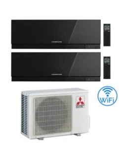 Climatizzatore Condizionatore Mitsubishi Kirigamine Zen Wifi Nero Dual Split Inverter 9000 + 9000 BTU Con U.E. MXZ-2F33VF Classe A++/A+ NOVITÁ