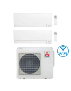 Climatizzatore Condizionatore Mitsubishi MSZ-AY Wifi R32 Dual Split Inverter 12000 + 18000 BTU Con U.E. MXZ-3F68VF Classe A++/A+