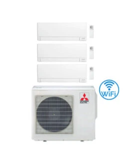 Climatizzatore Condizionatore Mitsubishi MSZ-AY Wifi R32 Trial Split Inverter 9000 + 9000 + 9000 BTU Con U.E. MXZ-4F80VF Classe A++/A+