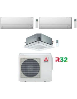 Climatizzatore Condizionatore Mitsubishi MSZ-BT Più Cassetta R32 Trial Split Inverter 9000 + 9000 + 12000 BTU Con U.E. MXZ-4F72VF Classe A++/A+