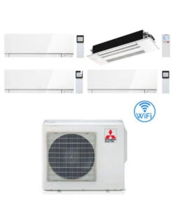 Climatizzatore Condizionatore Mitsubishi Quadri Split Inverter Kirigamine Zen Bianco Wifi Più Cassetta 1 Via R32 7000 + 7000 + 7000 + 12000 BTU Con U.E. MXZ-4F72VF Classe A++/A+