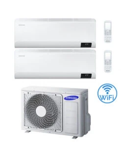 Climatizzatore Condizionatore Samsung CEBU R32 Wifi Dual Split Inverter 9000 + 9000 BTU Con U.E. AJ040TXJ2KG/EU NOVITÁ Classe A+++/A++