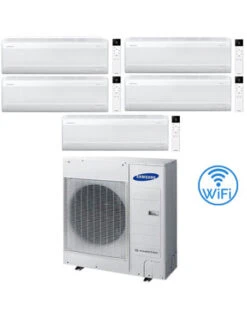 Climatizzatore Condizionatore Samsung WINDFREE AVANT S2 R32 Wifi Penta Split Inverter 7000 + 9000 + 9000 + 12000 + 18000 BTU Con U.E. AJ100TXJ5KG/EU Classe A++/A+ NOVITA' 2025