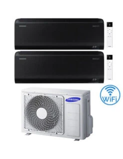 Climatizzatore Condizionatore Samsung Windfree BLACK R32 Wifi Dual Split Inverter 7000 + 9000 BTU Con U.E. AJ040TXJ2KG/EU NOVITÁ 2025 Classe A+++/A++