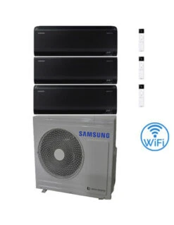 Climatizzatore Condizionatore Samsung Windfree BLACK R32 Wifi Trial Split Inverter 7000 + 9000 + 12000 BTU Con U.E. AJ068TXJ3KG/EU NOVITÁ 2025 Classe A++/A+