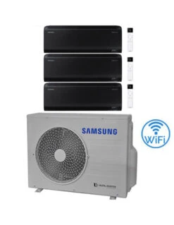 Climatizzatore Condizionatore Samsung Windfree BLACK R32 Wifi Trial Split Inverter 9000 + 9000 + 9000 BTU Con U.E. AJ052TXJ3KG/EU NOVITÁ 2025 Classe A+++/A++