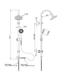 Colonna Doccia Piralla Serie Milano Regolabile A Fori Esistenti Con Deviatore Meccanico 0HR00846B16 -Climaway Home Store colonna doccia piralla serie milano regolabile a fori esistenti con deviatore meccanico 0hr00846b16 1