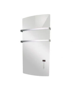 Radiatore Scaldasalviette Elettrico Digitale In Vetro Radialight Deva Specchio D'acqua 1500W Con Portasalvietta In Alluminio