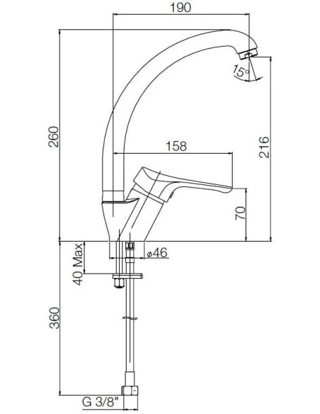 Rubinetto Miscelatore Per Lavello Cucina Con Canna Alta Girevole Serie Ariel Piralla Senza Scarico 0RE00104A16 Cromato 4 Rubinetto Miscelatore Per Lavello Cucina Con Canna Alta Girevole Serie Ariel Piralla Senza Scarico 0RE00104A16 Cromato - immagine 2
