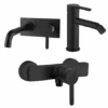 Set Rubinetti Jacuzzi Per Lavabo A Parete Con Piastra E Bidet Senza Scarico E Doccia Esterno Serie Sunset YO Nero Opaco -Climaway Home Store set rubinetti jacuzzi per lavabo a parete con piastra e bidet senza scarico e doccia esterno serie sunset yo nero opaco