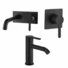 Set Rubinetti Jacuzzi Per Lavabo A Parete Con Piastra E Bidet Senza Scarico E Doccia Incasso Serie Sunset YO Nero Opaco -Climaway Home Store set rubinetti jacuzzi per lavabo a parete con piastra e bidet senza scarico e doccia incasso serie sunset yo nero opaco