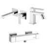 Set Rubinetti Jacuzzi Per Lavabo A Parete E Bidet Senza Scarico E Doccia Esterno Serie Twinkle Cromato -Climaway Home Store set rubinetti jacuzzi per lavabo a parete e bidet senza scarico e doccia esterno serie twinkle cromato