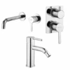 Set Rubinetti Jacuzzi Per Lavabo A Parete E Bidet Senza Scarico E Doccia Incasso Con Deviatore Serie Sunset Cromato -Climaway Home Store set rubinetti jacuzzi per lavabo a parete e bidet senza scarico e doccia incasso con deviatore serie sunset cromato