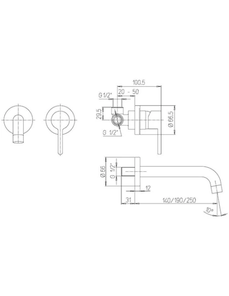 Set Rubinetti Jacuzzi Per Lavabo A Parete E Bidet Senza Scarico E Vasca Serie Sunset Cromato 7 Set Rubinetti Jacuzzi Per Lavabo A Parete E Bidet Senza Scarico E Vasca Serie Sunset Cromato - immagine 5