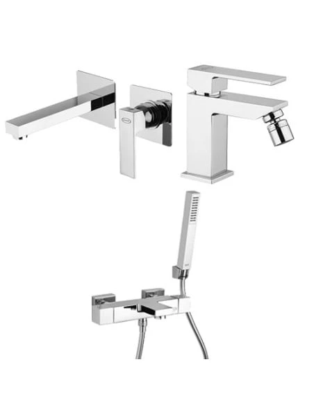 Set Rubinetti Jacuzzi Per Lavabo A Parete E Bidet Senza Scarico E Vasca Serie Twinkle Cromato 3 Set Rubinetti Jacuzzi Per Lavabo A Parete E Bidet Senza Scarico E Vasca Serie Twinkle Cromato