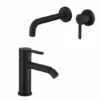Set Rubinetti Jacuzzi Per Lavabo A Parete E Bidet Senza Scarico Serie Sunset YO Nero Opaco