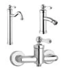 Set Rubinetti Jacuzzi Per Lavabo Alto E Bidet Senza Scarico E Doccia Esterno Serie Tosca Cromato -Climaway Home Store set rubinetti jacuzzi per lavabo alto e bidet senza scarico e doccia esterno serie tosca cromato