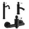 Set Rubinetti Jacuzzi Per Lavabo Alto E Bidet Senza Scarico E Doccia Esterno Serie Tosca YO Nero Opaco