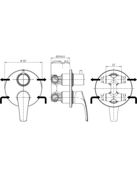 Set Rubinetti Jacuzzi Per Lavabo Alto E Bidet Senza Scarico E Doccia Incasso Con Deviatore Serie Lucente Cromato 9 Set Rubinetti Jacuzzi Per Lavabo Alto E Bidet Senza Scarico E Doccia Incasso Con Deviatore Serie Lucente Cromato - immagine 7