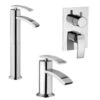 Set Rubinetti Jacuzzi Per Lavabo Alto E Bidet Senza Scarico E Doccia Incasso Con Deviatore Serie Ray Cromato -Climaway Home Store set rubinetti jacuzzi per lavabo alto e bidet senza scarico e doccia incasso con deviatore serie ray cromato