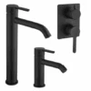 Set Rubinetti Jacuzzi Per Lavabo Alto E Bidet Senza Scarico E Doccia Incasso Con Deviatore Serie Sunset YO Nero Opaco