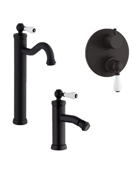 Set Rubinetti Jacuzzi Per Lavabo Alto E Bidet Senza Scarico E Doccia Incasso Con Deviatore Serie Tosca YO Nero Opaco 3 Set Rubinetti Jacuzzi Per Lavabo Alto E Bidet Senza Scarico E Doccia Incasso Con Deviatore Serie Tosca YO Nero Opaco