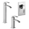 Set Rubinetti Jacuzzi Per Lavabo Alto E Bidet Senza Scarico E Doccia Incasso Serie Glint Cromato -Climaway Home Store set rubinetti jacuzzi per lavabo alto e bidet senza scarico e doccia incasso serie glint cromato