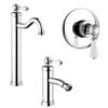 Set Rubinetti Jacuzzi Per Lavabo Alto E Bidet Senza Scarico E Doccia Incasso Serie Tosca Cromato