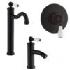 Set Rubinetti Jacuzzi Per Lavabo Alto E Bidet Senza Scarico E Doccia Incasso Serie Tosca YO Nero Opaco