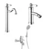 Set Rubinetti Jacuzzi Per Lavabo Alto E Bidet Senza Scarico E Vasca Serie Tosca Cromato -Climaway Home Store set rubinetti jacuzzi per lavabo alto e bidet senza scarico e vasca serie tosca cromato