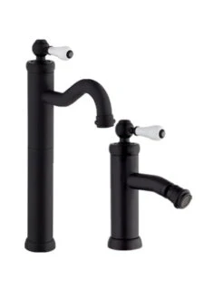 Set Rubinetti Jacuzzi Per Lavabo Alto E Bidet Senza Scarico Serie Tosca YO Nero Opaco