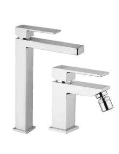 Set Rubinetti Jacuzzi Per Lavabo Alto E Bidet Senza Scarico Serie Twinkle Cromato