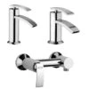 Set Rubinetti Jacuzzi Per Lavabo E Bidet Senza Scarico E Doccia Esterno Serie Ray Cromato