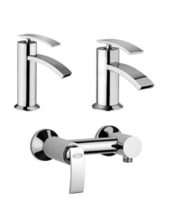 Set Rubinetti Jacuzzi Per Lavabo E Bidet Senza Scarico E Doccia Esterno Serie Ray Cromato