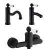 Set Rubinetti Jacuzzi Per Lavabo E Bidet Senza Scarico E Doccia Esterno Serie Tosca YO Nero Opaco -Climaway Home Store set rubinetti jacuzzi per lavabo e bidet senza scarico e doccia esterno serie tosca yo nero opaco