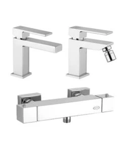 Set Rubinetti Jacuzzi Per Lavabo E Bidet Senza Scarico E Doccia Esterno Serie Twinkle Cromato
