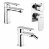 Set Rubinetti Jacuzzi Per Lavabo E Bidet Senza Scarico E Doccia Incasso Con Deviatore Serie Borea Cromato -Climaway Home Store set rubinetti jacuzzi per lavabo e bidet senza scarico e doccia incasso con deviatore serie borea cromato