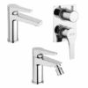 Set Rubinetti Jacuzzi Per Lavabo E Bidet Senza Scarico E Doccia Incasso Con Deviatore Serie Moonlight Cromato
