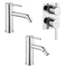 Set Rubinetti Jacuzzi Per Lavabo E Bidet Senza Scarico E Doccia Incasso Con Deviatore Serie Sunset Cromato -Climaway Home Store set rubinetti jacuzzi per lavabo e bidet senza scarico e doccia incasso con deviatore serie sunset cromato