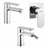 Set Rubinetti Jacuzzi Per Lavabo E Bidet Senza Scarico E Doccia Incasso Serie Borea Cromato