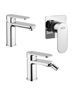 Set Rubinetti Jacuzzi Per Lavabo E Bidet Senza Scarico E Doccia Incasso Serie Borea Cromato