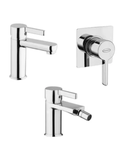 Set Rubinetti Jacuzzi Per Lavabo E Bidet Senza Scarico E Doccia Incasso Serie Fiamma Cromato
