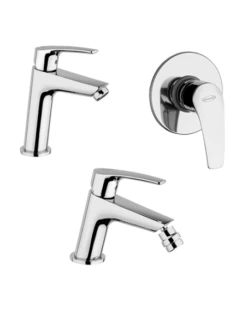 Set Rubinetti Jacuzzi Per Lavabo E Bidet Senza Scarico E Doccia Incasso Serie Lucente Cromato