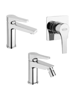 Set Rubinetti Jacuzzi Per Lavabo E Bidet Senza Scarico E Doccia Incasso Serie Moonlight Cromato