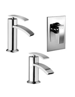 Set Rubinetti Jacuzzi Per Lavabo E Bidet Senza Scarico E Doccia Incasso Serie Ray Cromato