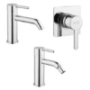 Set Rubinetti Jacuzzi Per Lavabo E Bidet Senza Scarico E Doccia Incasso Serie Sunset Cromato