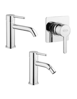 Set Rubinetti Jacuzzi Per Lavabo E Bidet Senza Scarico E Doccia Incasso Serie Sunset Cromato