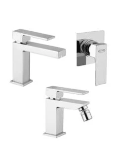 Set Rubinetti Jacuzzi Per Lavabo E Bidet Senza Scarico E Doccia Incasso Serie Twinkle Cromato