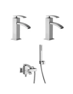 Set Rubinetti Jacuzzi Per Lavabo E Bidet Senza Scarico E Vasca Serie Glint Cromato